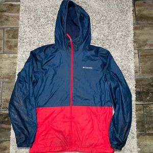 Navy and red winter jacket